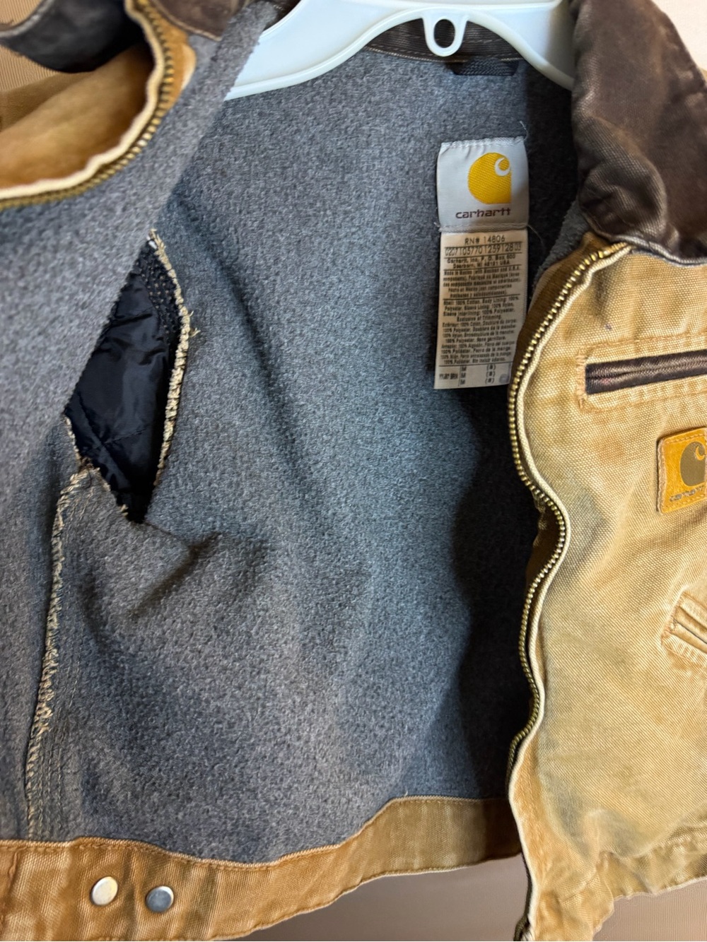 Carhartt Detroit Sherpa Lined Jacket Youth Sz  M (8) Brown Western - Picture 3 of 6